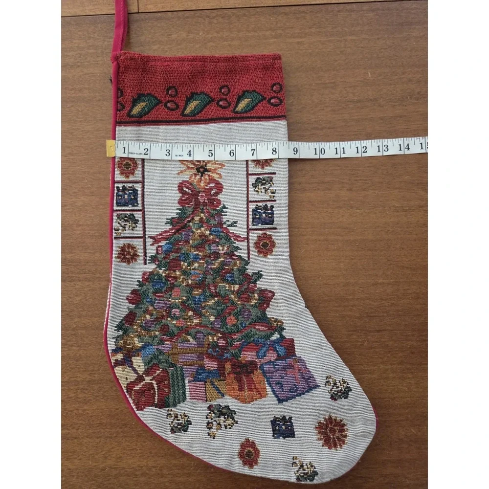 Pair Of Tapestry Christmas Tree Stockings Two Traditional Christmas Stockings